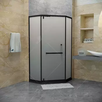 Душевой уголок RGW Hotel HO-084B 100x100x195 профиль черный, стекло матовое-сатинат