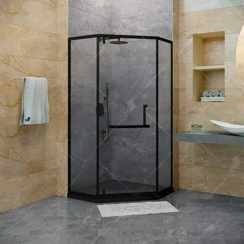 Душевой уголок RGW Hotel HO-084B 90x90x195 профиль черный, стекло прозрачное
