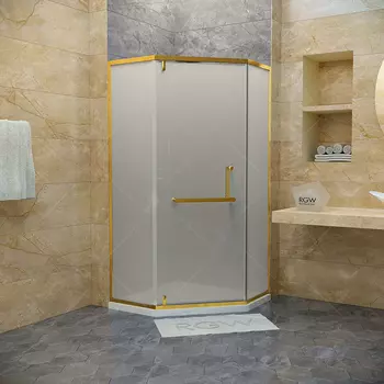 Душевой уголок RGW Hotel HO-084Gb 90x90x195 профиль золото брашированное, стекло матовое-сатинат