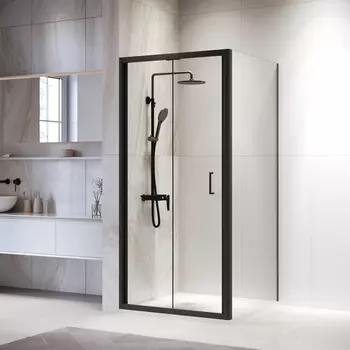 Душевой уголок RGW Passage PA-132B (PA-21B+Z-050-5B) 120x120x190 профиль черный, стекло прозрачное