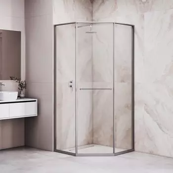 Душевой уголок RGW SV-82Gr "L" 90х90х200 см, профиль серый, стекло прозрачное