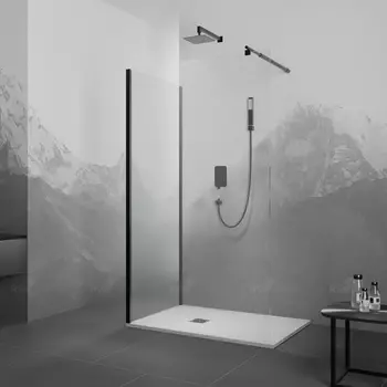 Душевой уголок RGW Walk In WA-005B 120х120 профиль черный, стекло прозрачное