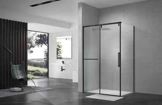 Душевой уголок Terminus Альба 02 120х90 профиль черный, стекло прозрачное