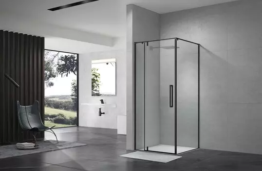 Душевой уголок Terminus Альба 03 90х90 профиль черный, стекло прозрачное