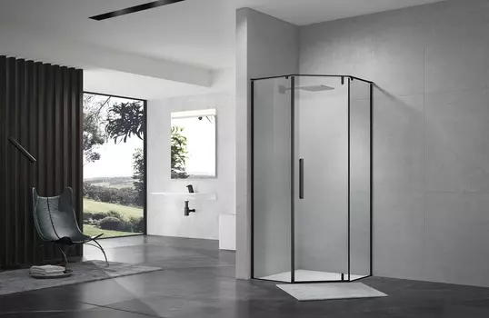 Душевой уголок Terminus Альба 04 100х100 профиль черный, стекло прозрачное