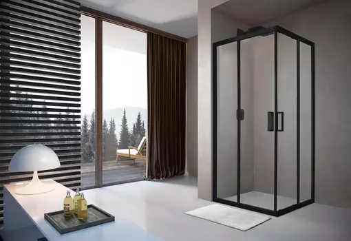 Душевой уголок Terminus Соренто 05 90х90 профиль черный, стекло прозрачное