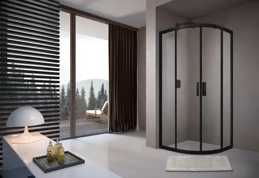 Душевой уголок Terminus Соренто 06 100х100 профиль черный, стекло прозрачное