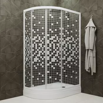 Душевой уголок Triton Коралл 120х80 А белый, мозаика, с низким поддоном, правый Щ0000061781