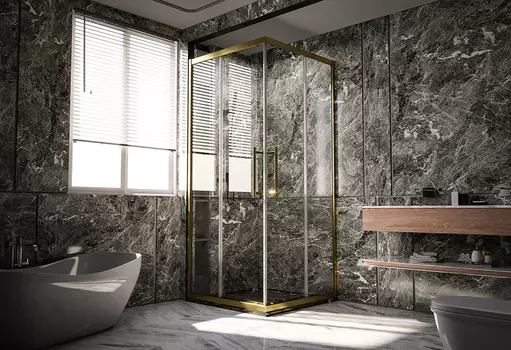 Душевой уголок Veconi Premium Trento PTC-20G 120x90x200 см, профиль брашированное золото, стекло прозрачное