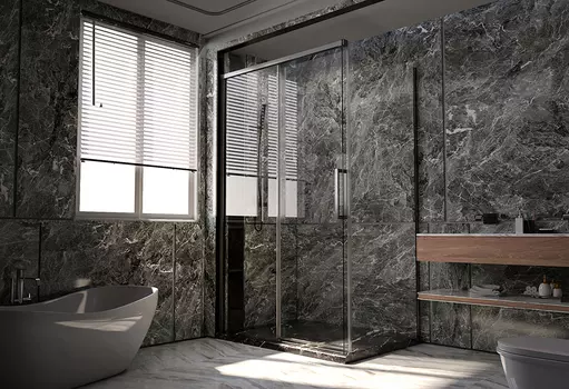 Душевой уголок Veconi Premium Trento PTC-SP-40GR 150x100x200 см, профиль брашированный графит, стекло прозрачное