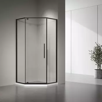 Душевой уголок Veconi Rovigo RV35-B 90х90 профиль черный матовый, стекло прозрачное