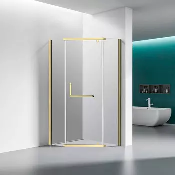 Душевой уголок Veconi Rovigo RV36-G 90х90 профиль брашированное золото, стекло прозрачное