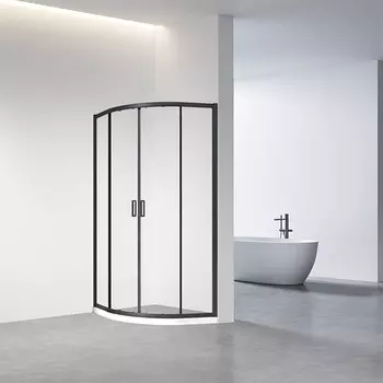 Душевой уголок Veconi Rovigo RV-01B 100х100 профиль черный матовый, стекло прозрачное