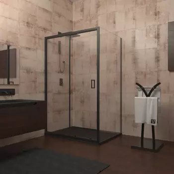 Душевой уголок Veconi Rovigo RV-040B 140x100x185 см, профиль черный, стекло прозрачное