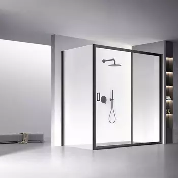 Душевой уголок Veconi Rovigo RV-060B 200x80x195 см, профиль черный, стекло прозрачное