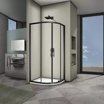 Душевой уголок Veconi Rovigo RV-07B 100х100 профиль черный матовый, стекло прозрачное