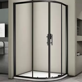 Душевой уголок Veconi Rovigo RV-08B 90x120 профиль черный. стекло прозрачное