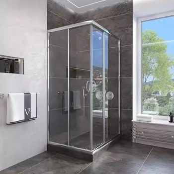 Душевой уголок Veconi Rovigo RV-113 80x80 профиль хром. стекло прозрачное