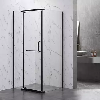 Душевой уголок Veconi Rovigo RV-18B 100x100 профиль черный, стекло прозрачное