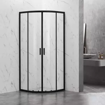 Душевой уголок Veconi Rovigo RV-202B 80x80 профиль черный, стекло прозрачное