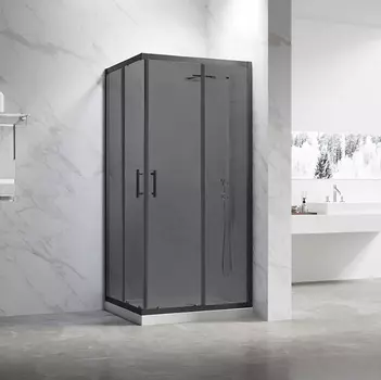 Душевой уголок Veconi Rovigo RV-27B Grey 90х90 профиль черный матовый, стекло тонированное