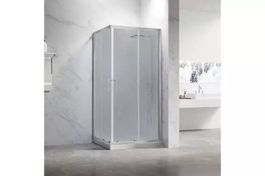 Душевой уголок Veconi Rovigo RV-27CH Pear 110х80 профиль хром, стекло рифленое