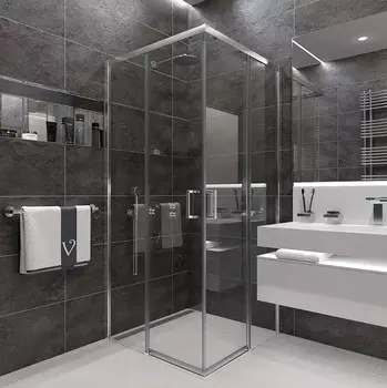 Душевой уголок Veconi Rovigo RV-47 80x80 профиль хром, стекло прозрачное