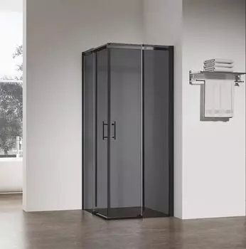 Душевой уголок Veconi Rovigo RV-50B Grey 80х80 профиль черный матовый, стекло тонированное
