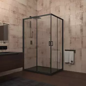 Душевой уголок Veconi Rovigoi RV-14 90х120 профиль черный, стекло прозрачное