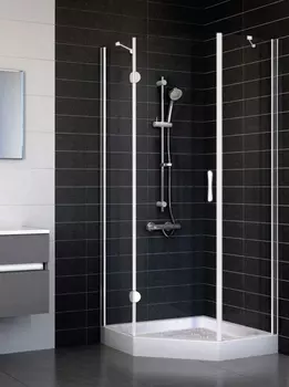 Душевой уголок Vegas Glass AFA-Pen 0090 01 01 L профиль белый, стекло прозрачное