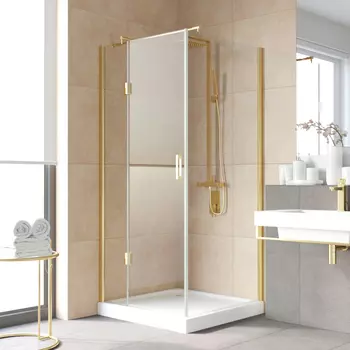 Душевой уголок Vegas Glass AFP-Fis Lux 100*90 09 01 L профиль золото, стекло прозрачное
