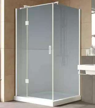 Душевой уголок Vegas Glass AFP-Fis Lux 120*100 01 10 L профиль белый, стекло сатин
