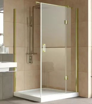 Душевой уголок Vegas Glass AFP-Fis Lux 120*100 09 01 R профиль золото, стекло прозрачное
