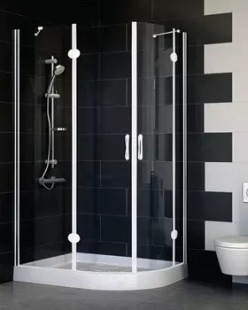 Душевой уголок Vegas Glass AFS-F 110*80 01 01 L профиль белый, стекло прозрачное