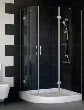 Душевой уголок Vegas Glass AFS-F 110*90 07 01 R профиль матовый хром, стекло прозрачное