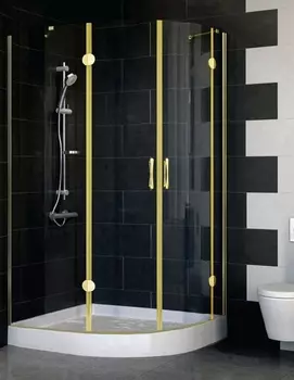 Душевой уголок Vegas Glass AFS-F 110*90 09 01 L профиль золото, стекло прозрачное