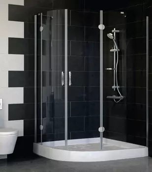 Душевой уголок Vegas Glass AFS-F 120*100 07 01 R профиль матовый хром, стекло прозрачное