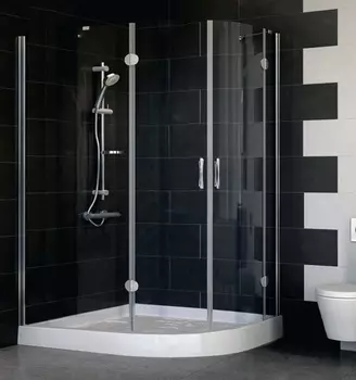 Душевой уголок Vegas Glass AFS-F 120*110 07 01 L профиль матовый хром, стекло прозрачное