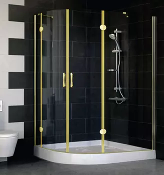 Душевой уголок Vegas Glass AFS-F 120*110 09 01 R профиль золото, стекло прозрачное