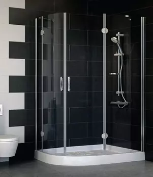 Душевой уголок Vegas Glass AFS-F 120*80 07 01 R профиль матовый хром, стекло прозрачное