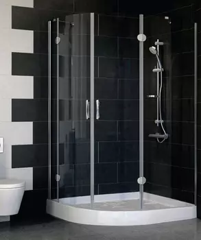 Душевой уголок Vegas Glass AFS-F 120*90 07 01 R профиль матовый хром, стекло прозрачное