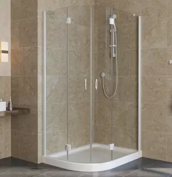 Душевой уголок Vegas Glass AFS-F Lux 100*80 01 01 R профиль белый, стекло прозрачное