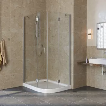 Душевой уголок Vegas Glass AFS-F Lux 100*80 07 01 L профиль матовый хром, стекло прозрачное