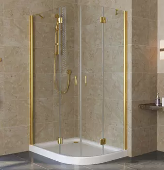 Душевой уголок Vegas Glass AFS-F Lux 100*90 09 01 L профиль золото, стекло прозрачное