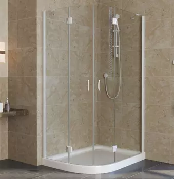 Душевой уголок Vegas Glass AFS-F Lux 110*80 01 01 R профиль белый, стекло прозрачное