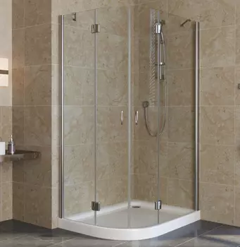 Душевой уголок Vegas Glass AFS-F Lux 110*80 08 01 R профиль глянцевый хром, стекло прозрачное