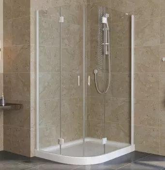 Душевой уголок Vegas Glass AFS-F Lux 110*90 01 01 R профиль белый, стекло прозрачное