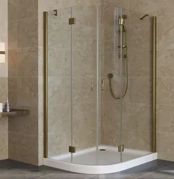 Душевой уголок Vegas Glass AFS-F Lux 120*110 05 01 R профиль бронза, стекло прозрачное
