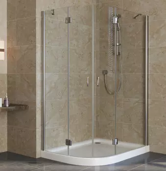 Душевой уголок Vegas Glass AFS-F Lux 120*110 08 01 R профиль глянцевый хром, стекло прозрачное