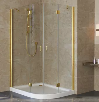 Душевой уголок Vegas Glass AFS-F Lux 120*110 09 01 L профиль золото, стекло прозрачное